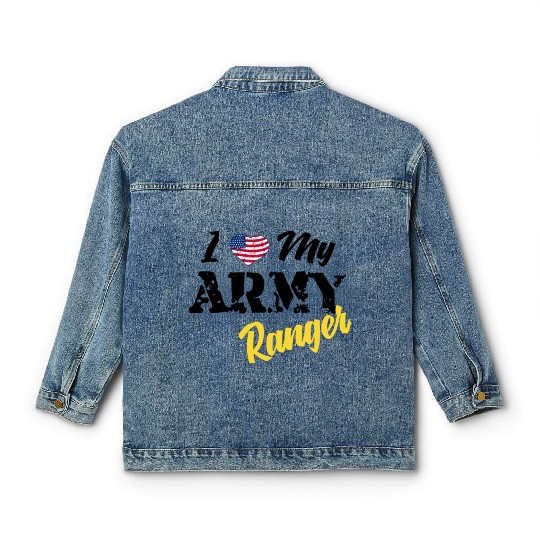 Proud US Army Ranger American Military Family Flag Classic Women's Denim Jackets