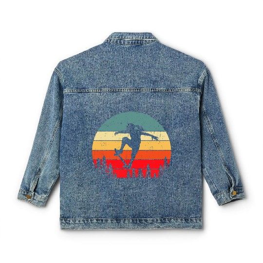 Skateboard Skater Girl Stunt Skater Classic Women's Denim Jackets