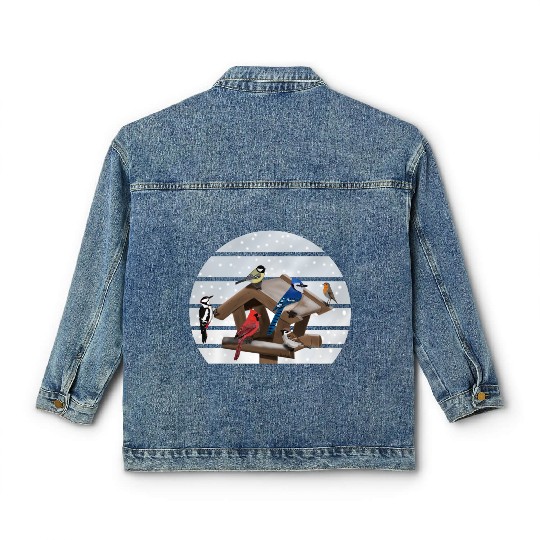 Birds Bird House Cardinal Blue Jay Robin Sparrow Classic Women's Denim Jackets
