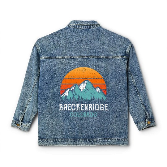 Vintage Breckenridge Classic Women's Denim Jackets Retro Sun Mountains