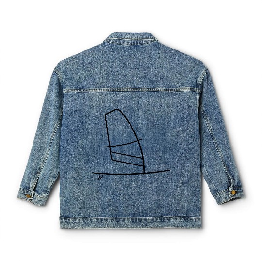 wind surfboard windsurfer surfboard with sail Classic Women's Denim Jackets