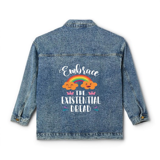 EMBRACE THE EXISTENTIAL DREAD Comics Rainbow Gift Classic Women's Denim Jackets