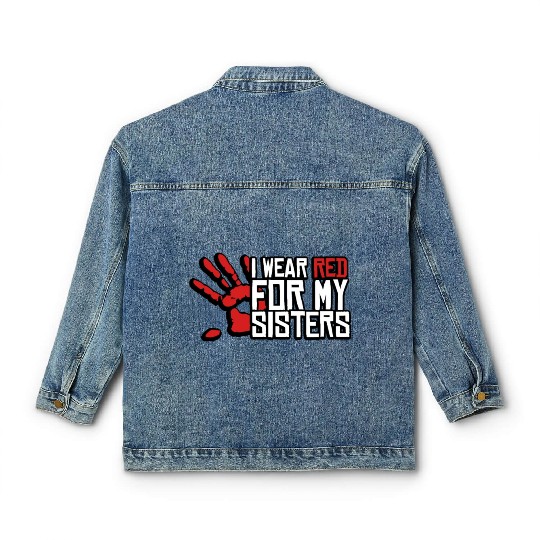 I Wear Red For My Sisters Native American MMIW Classic Women's Denim Jackets
