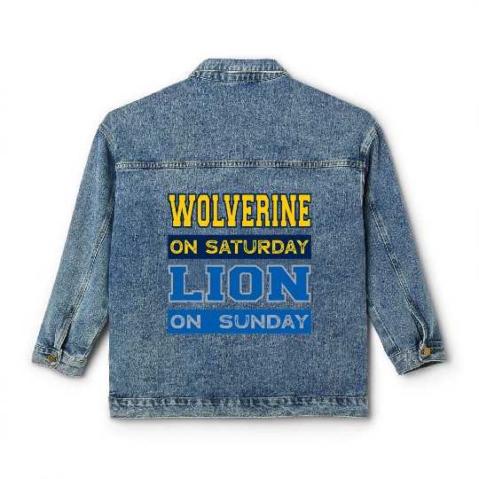 Wolverine on Saturday Lion on Sunday Detroit Classic Women's Denim Jackets