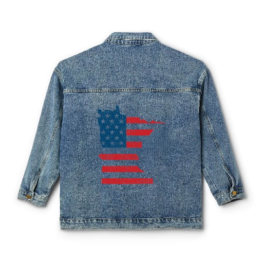 Minnesota Vintage American Flag USA Patriotic Classic Women's Denim Jackets