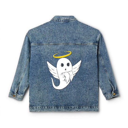 Angel Halo Wings Fly Happy Halloween Spooky Scary Classic Women's Denim Jackets