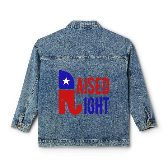 Raised Right Proud Republican Elephant Logo Usa Classic Women's Denim Jackets