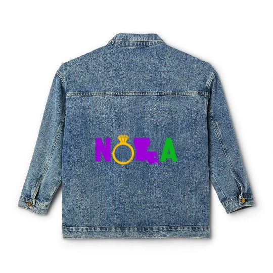 New Orleans Bachelorette Party Map Mardi Gras Classic Women's Denim Jackets