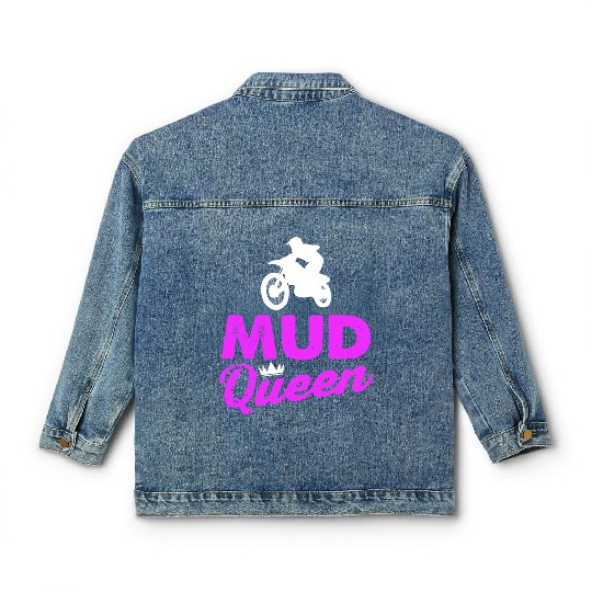 Motocross Girl Mud Queen Offroad Racing Dirt Muddy Classic Women's Denim Jackets