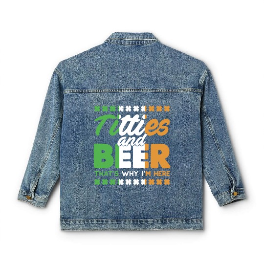Funny St. Patricks Day Irish Titties And Beer Gift Classic Women's Denim Jackets