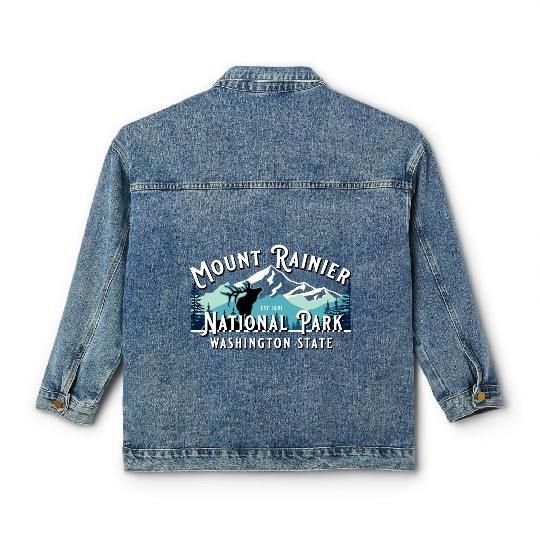 Vintage Mount Rainier National Park Washington Sou Classic Women's Denim Jackets
