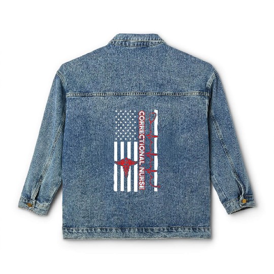 Correctional Nurse USA Flag Nursing RN Classic Women's Denim Jackets