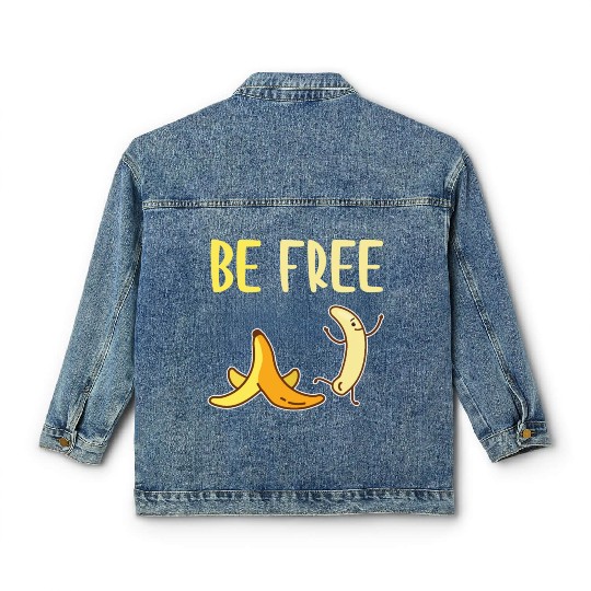 Be Free Funny Naked Cute Banana Fruit Classic Women's Denim Jackets