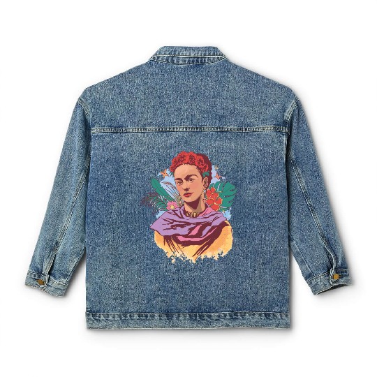 FRIDA KAHLO COLOR PORTRAIT Classic Women's Denim Jackets