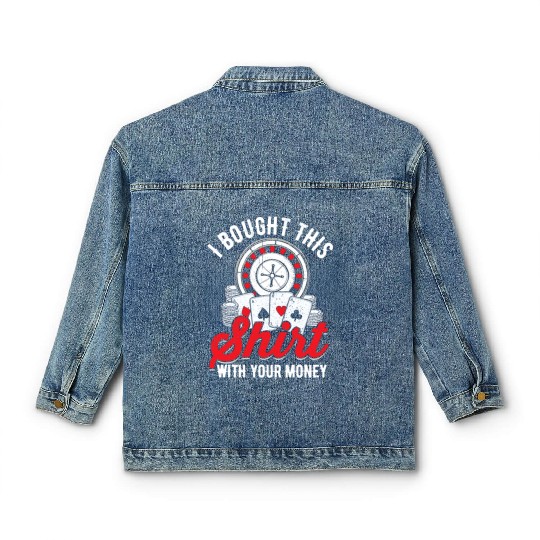 Poker Hands Poker Case Classic Women's Denim Jackets Casino Blackjack