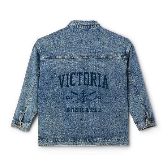 Victoria BC Vintage Navy Crossed Oars & Boat Ancho Classic Women's Denim Jackets