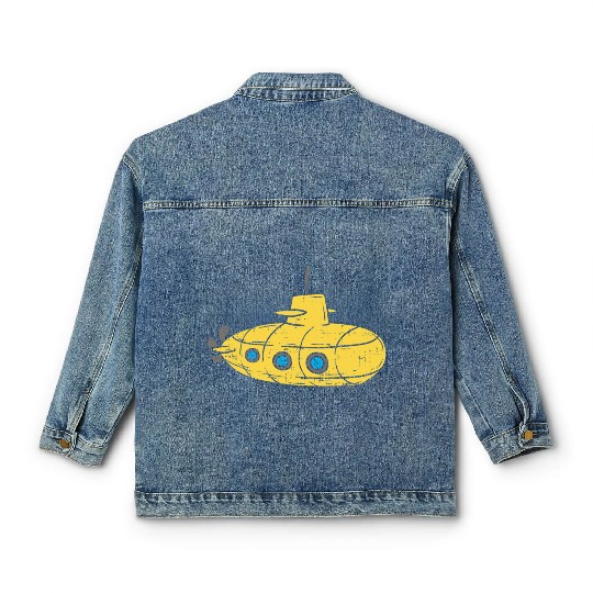 Us Navy Yellow Cartoon Submarine Cute Submariner B Classic Women's Denim Jackets