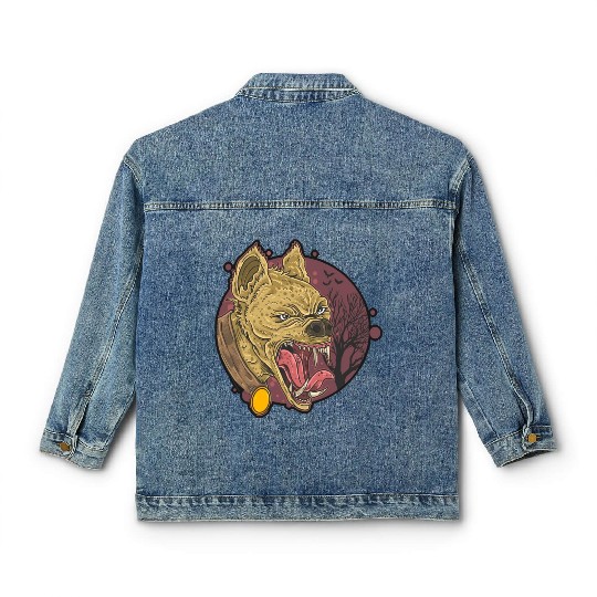 wild hyena angry face head Classic Women's Denim Jackets