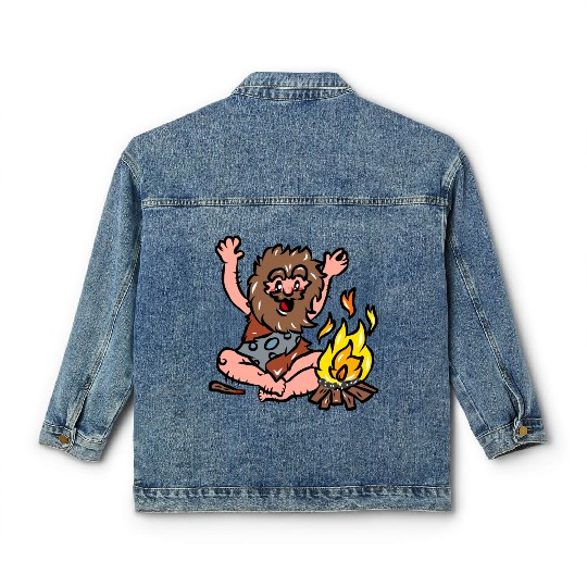 Caveman with Fire Classic Women's Denim Jackets
