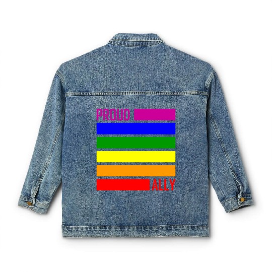 PROUD ALLY FLAG LGBT Pride Month LGBTQ Rainbow Classic Women's Denim Jackets