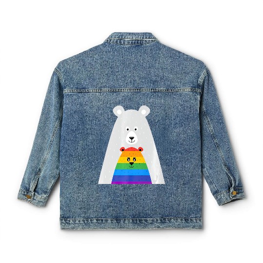 Gay Pride Mama and Baby Bear Gift Lesbian Son Classic Women's Denim Jackets