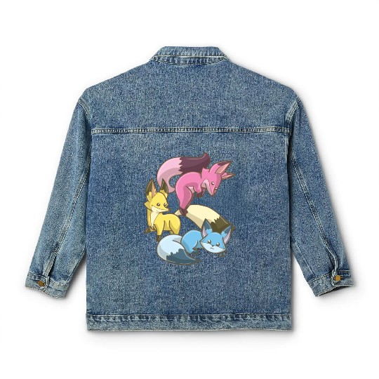 Pansexual Fox,Kawaii Pastel Goth Anime Art Pan Classic Women's Denim Jackets