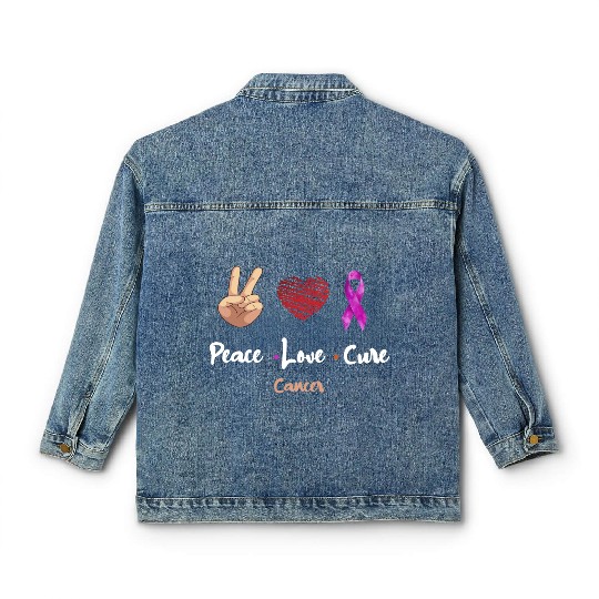 Peace Love Cure Cancer Classic Women's Denim Jackets