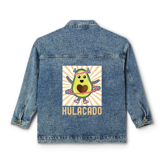 Hulacado Hulahoop Hula Hoop Fitness Avocado Classic Women's Denim Jackets
