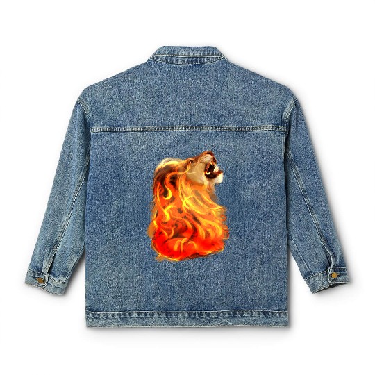 Fire Lion King Of Beasts Big Cat Animal Gift Classic Women's Denim Jackets