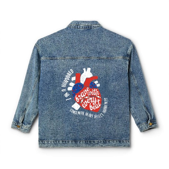 Brave With Every Beat CHD Awareness Happy Gift Classic Women's Denim Jackets