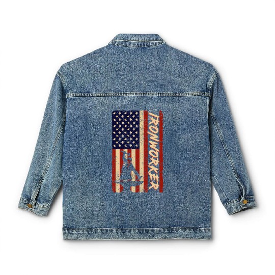 US Flag Ironworker Independence labor Day Classic Women's Denim Jackets