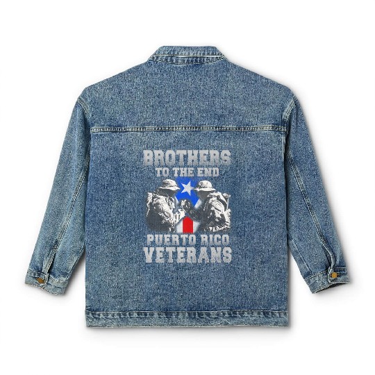 Veteran Gift-Great Brothers To The End Puerto Rico Classic Women's Denim Jackets