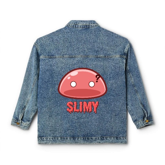 Cute Red Dungeon Slime Monster Weird Anime Classic Women's Denim Jackets