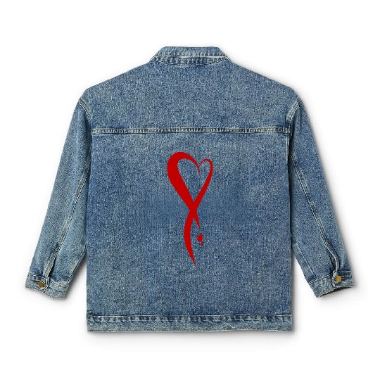 Heart bleeding, hand drawn Classic Women's Denim Jackets