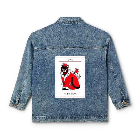 Pampered Black Cat, King of The House, Cat Owners Classic Women's Denim Jackets