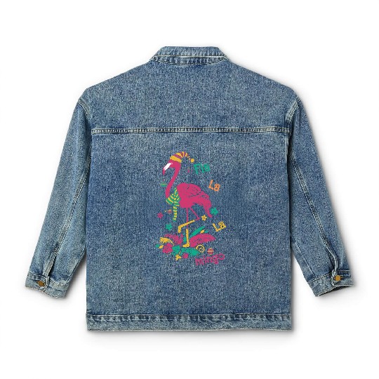 Christmas Flamingo Merry Christmas Classic Women's Denim Jackets