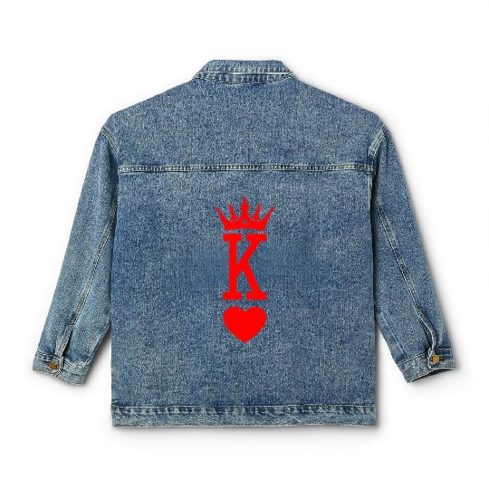 King of Hearts King Queen Couple Halloween Costume Classic Women's Denim Jackets