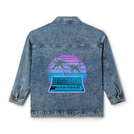 Analog Synthesizer Synthwave Vintage Retrowave Classic Women's Denim Jackets