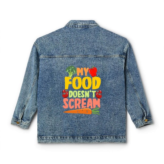 Vegan Vegetarier My Food Doesn't Scream Classic Women's Denim Jackets