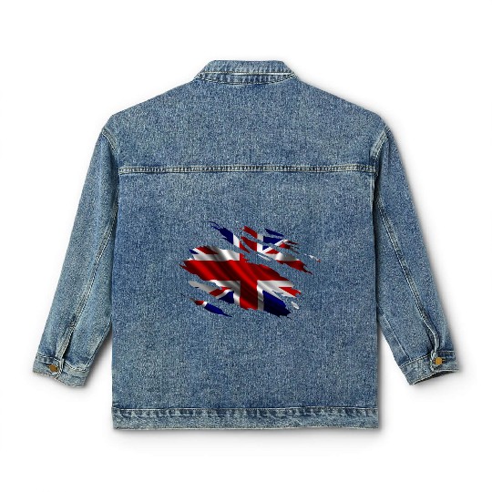 United Kingdom Ripped Flag Classic Women's Denim Jackets