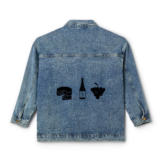 Cheese Wine Grape Classic Women's Denim Jackets