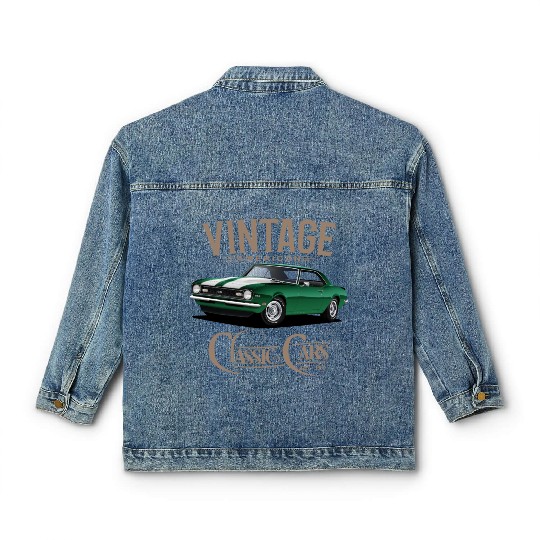 Vintage Green Camaro Classic Car Classic Women's Denim Jackets
