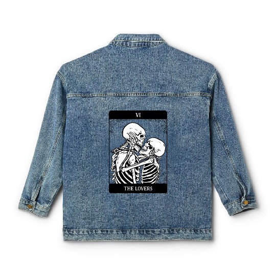 The Lovers Skeleton Tarot Card Classic Women's Denim Jackets