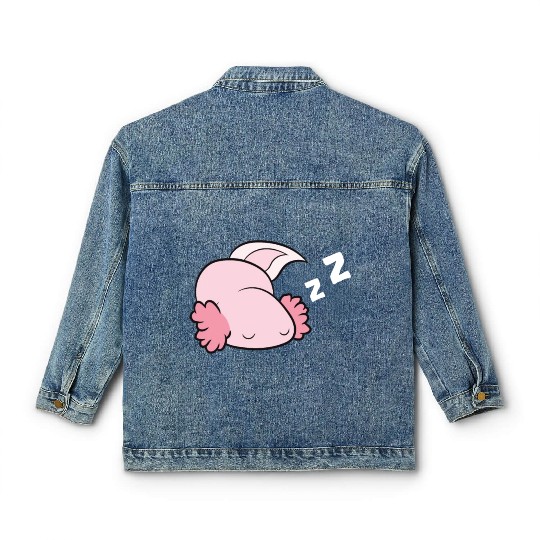 Axolotl Mexican Salamander Relaxing Tired Axolotl Classic Women's Denim Jackets