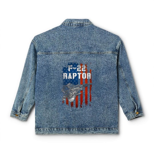 F22 Raptor Aircraft Army US Airborne Classic Women's Denim Jackets