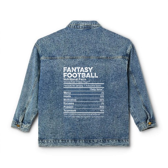 Funny Fantasy Football Nutrition Facts Player Men Classic Women's Denim Jackets