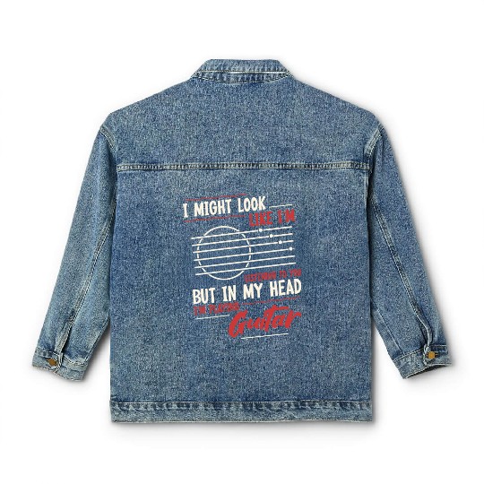 Funny I'm Playing Guitar Classic Women's Denim Jackets