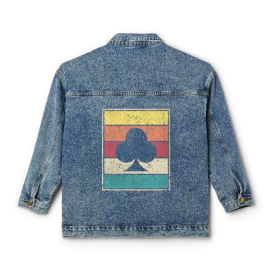 Clubs Playing Card Poker Symbol Classic Women's Denim Jackets