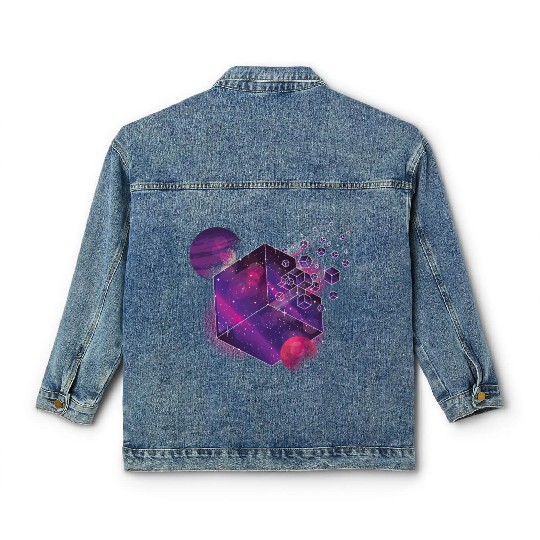 Galaxy Planet Moon Universe Cube Space Classic Women's Denim Jackets