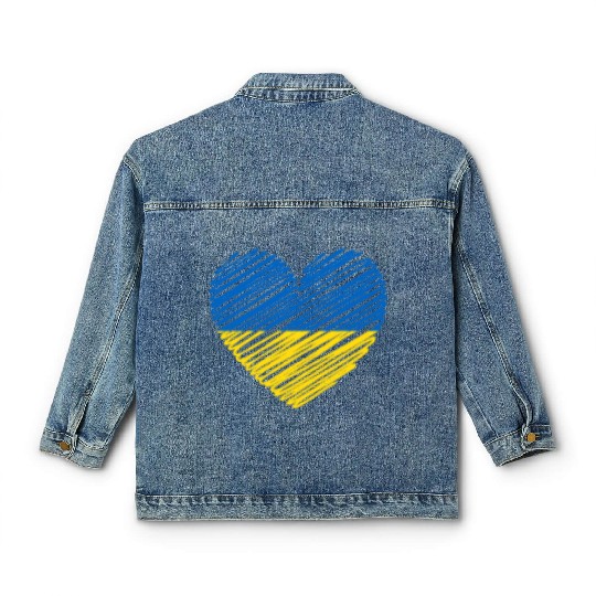 I Stand With Ukraine Ukrainian Heart Flag Classic Women's Denim Jackets
